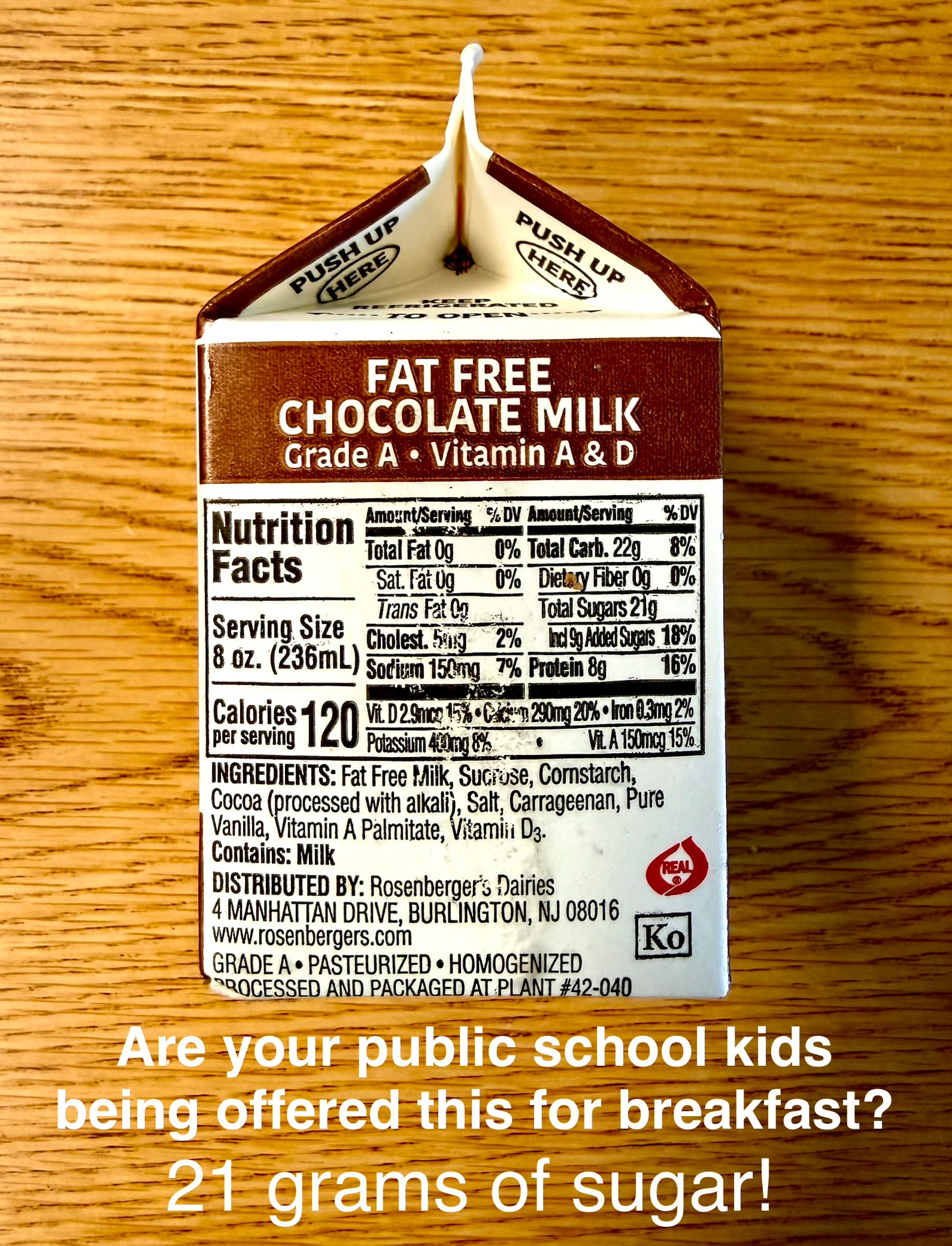 Are your public school kids being offered this for breakfast? 21 grams of sugar!
